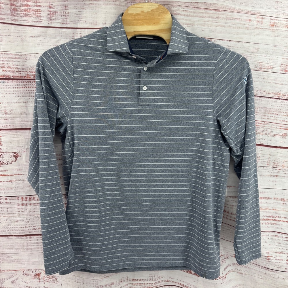 KJUS Polo Shirt Mens XL Striped Long Sleeve Golf Performance Athletic UPF 50